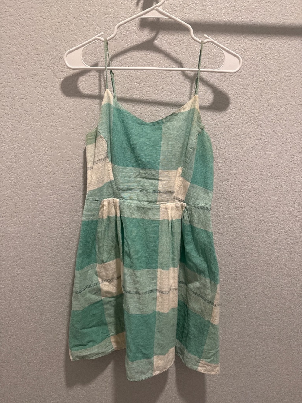 Green plaid cotton sun dress